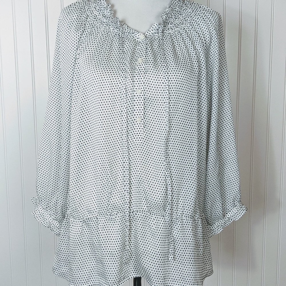 LOFT Drop Waist Polka Square Blouse